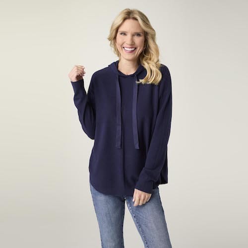 CoCo Carmen Sweater Lightweight Patriot Blue Heavenly-Luxe Hooded Sweater