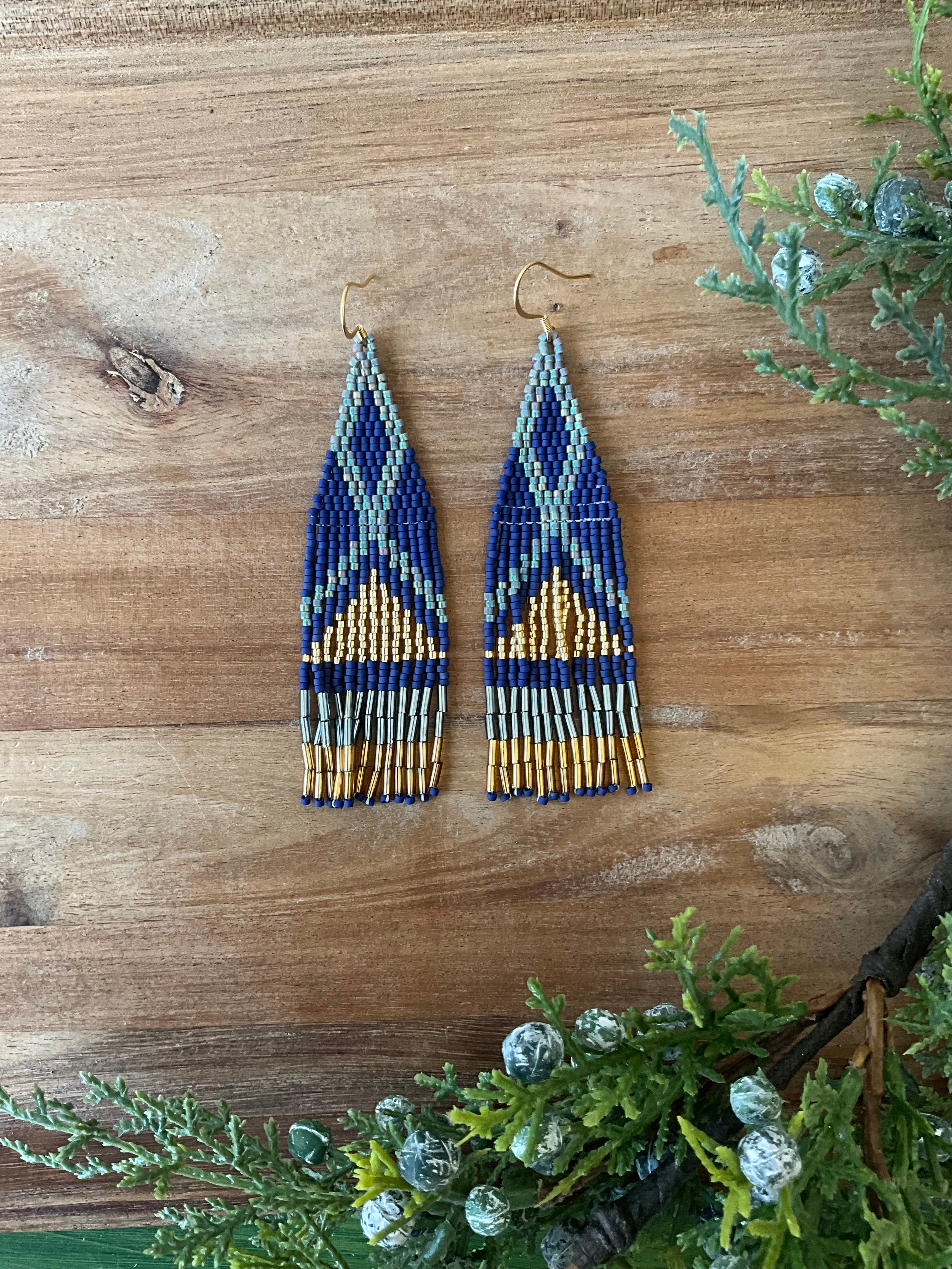 ALH #10 (Amber) Earrings Lily Seed Bead Earrings