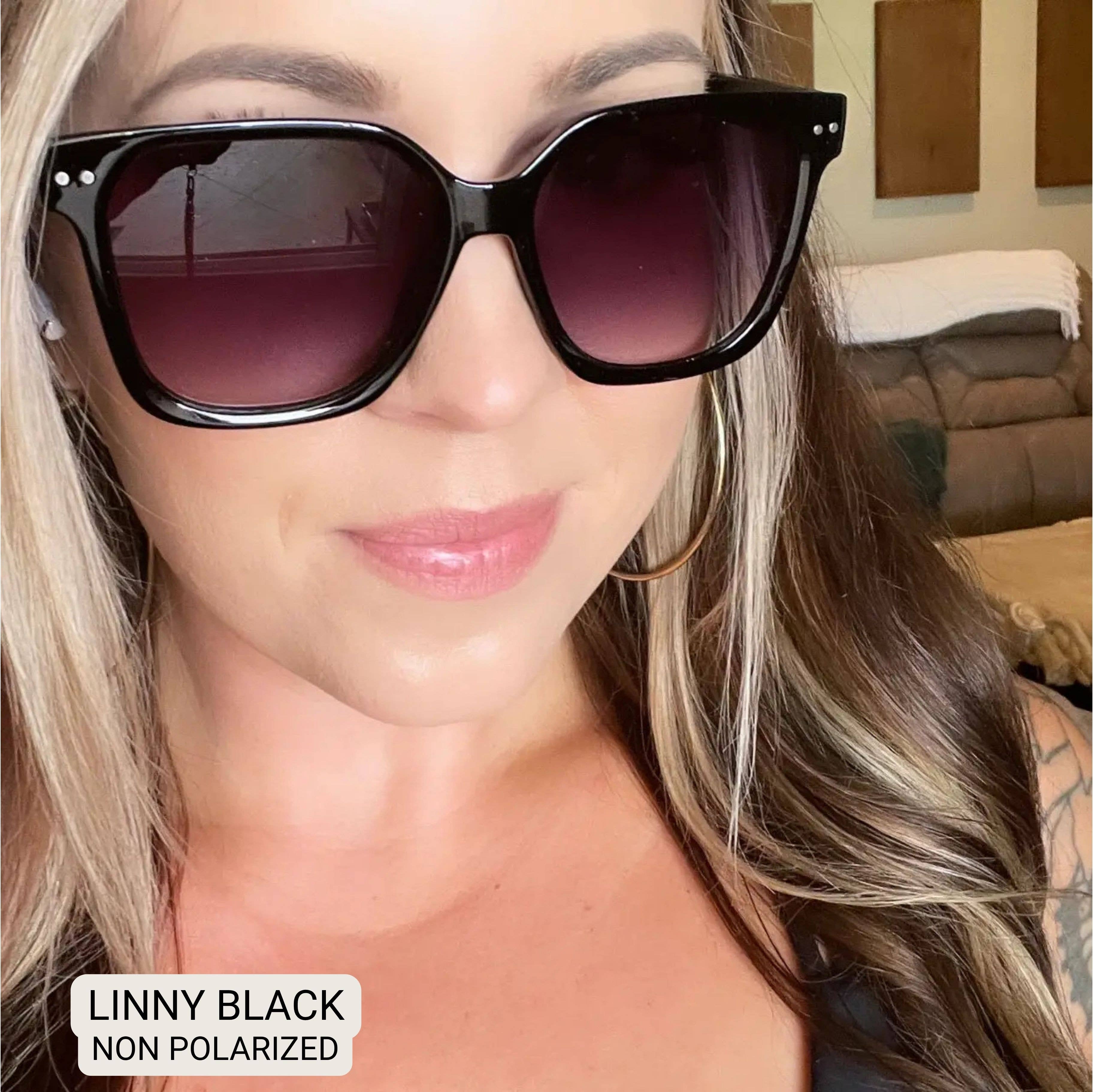 Linny - Women's Oversized Horn Frame Sunglasses: Blue