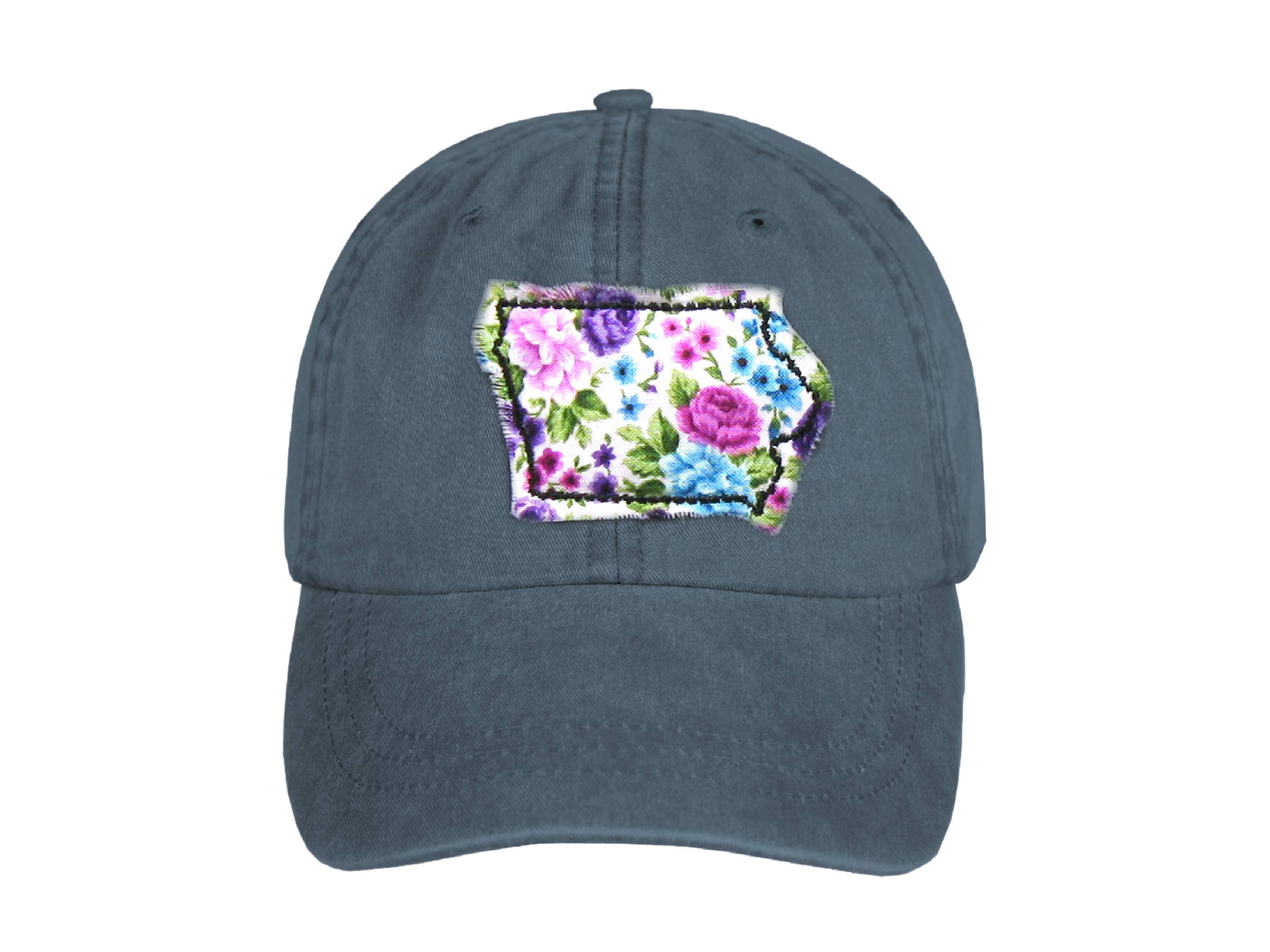 Gracie Designs Local State Embroidered Customizable Hat - Vintage Floral: Navy / Minnesota