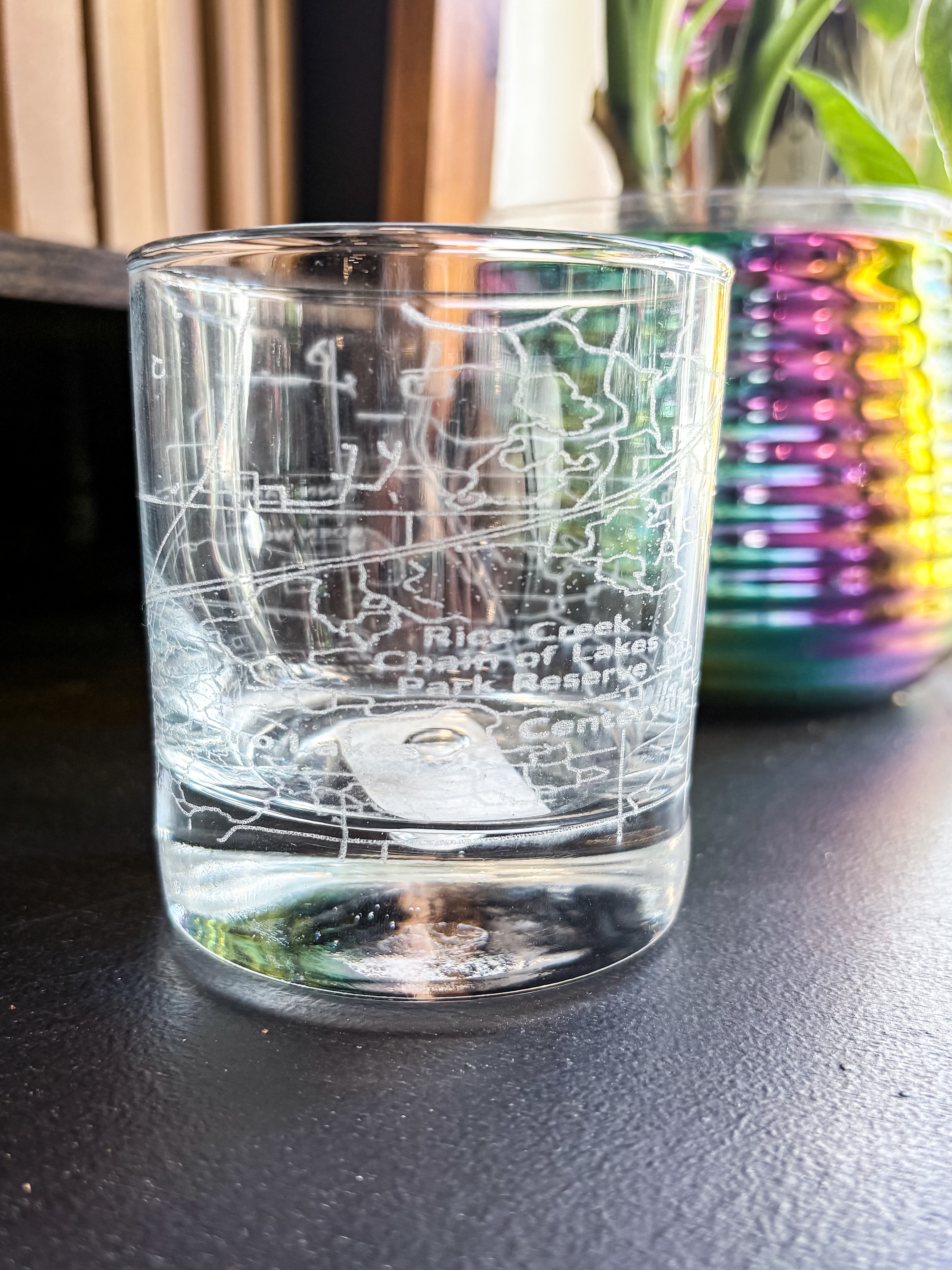 Low Ball City Map Etched Glass
