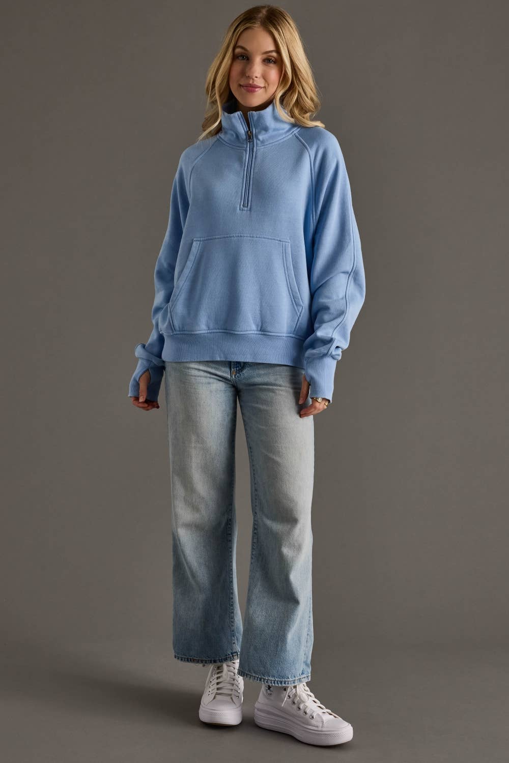 Light Blue Quarter Zip Sweatshirt