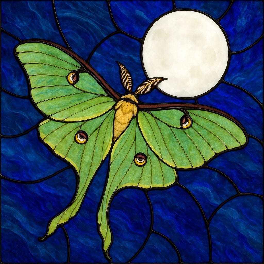 KG #63 (Kris - Cosmic Artware) Sun Catcher Luna Moth Stained Glass Window Cling