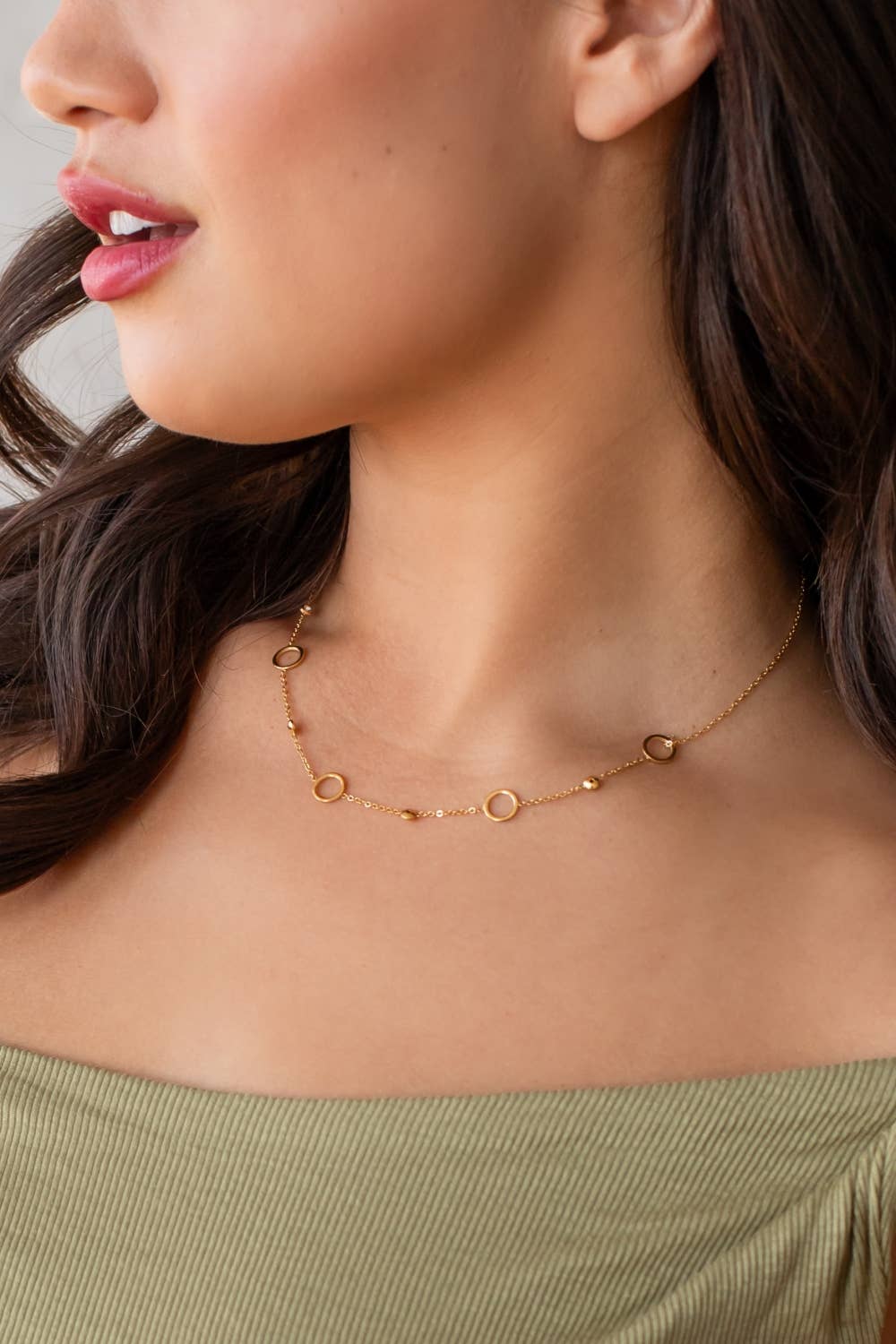 Panache Apparel Co. Luxe Gold Circles & Rhinestones Necklace