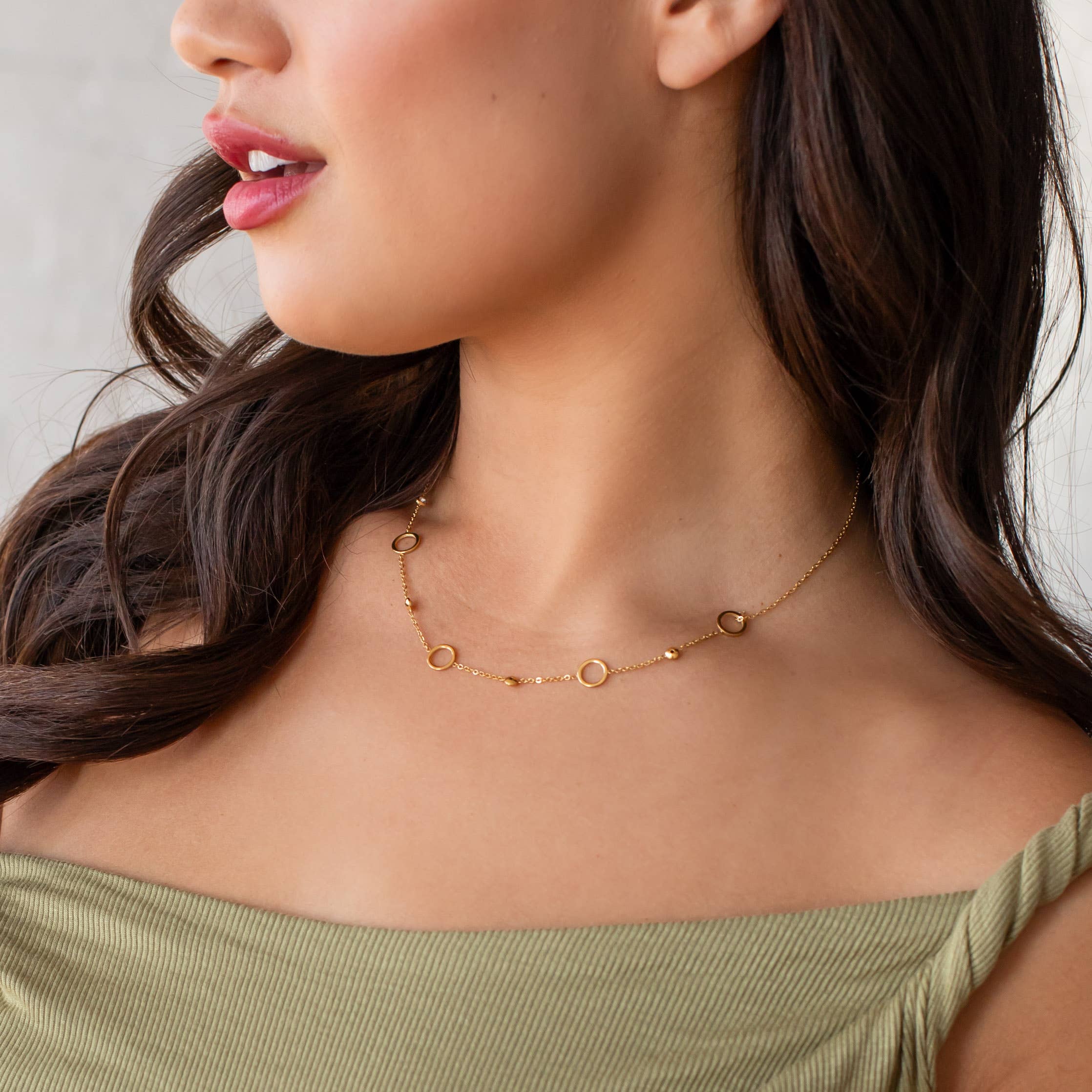 Panache Apparel Co. Luxe Gold Circles & Rhinestones Necklace