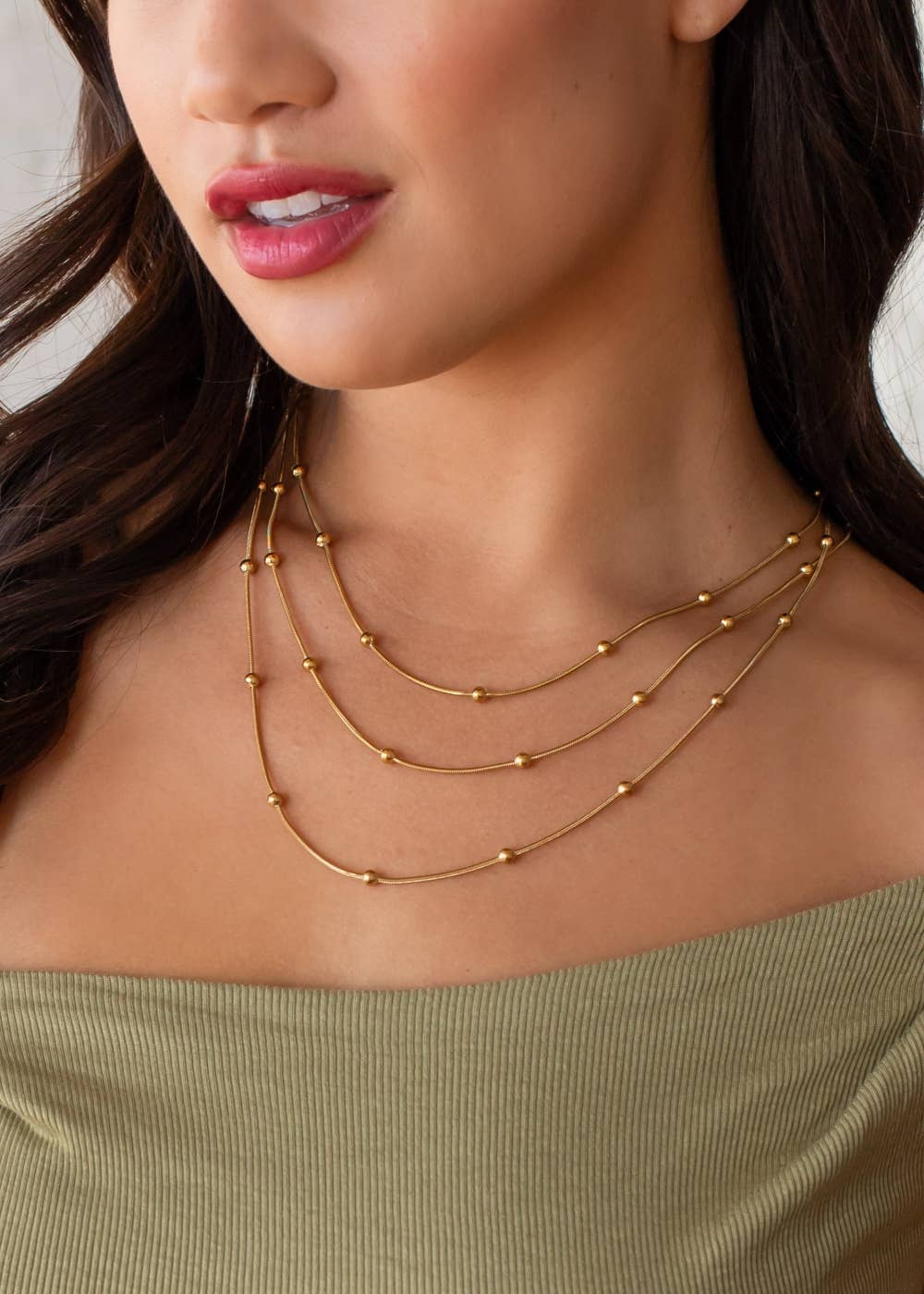 Luxe Gold Layered Beaded Necklace