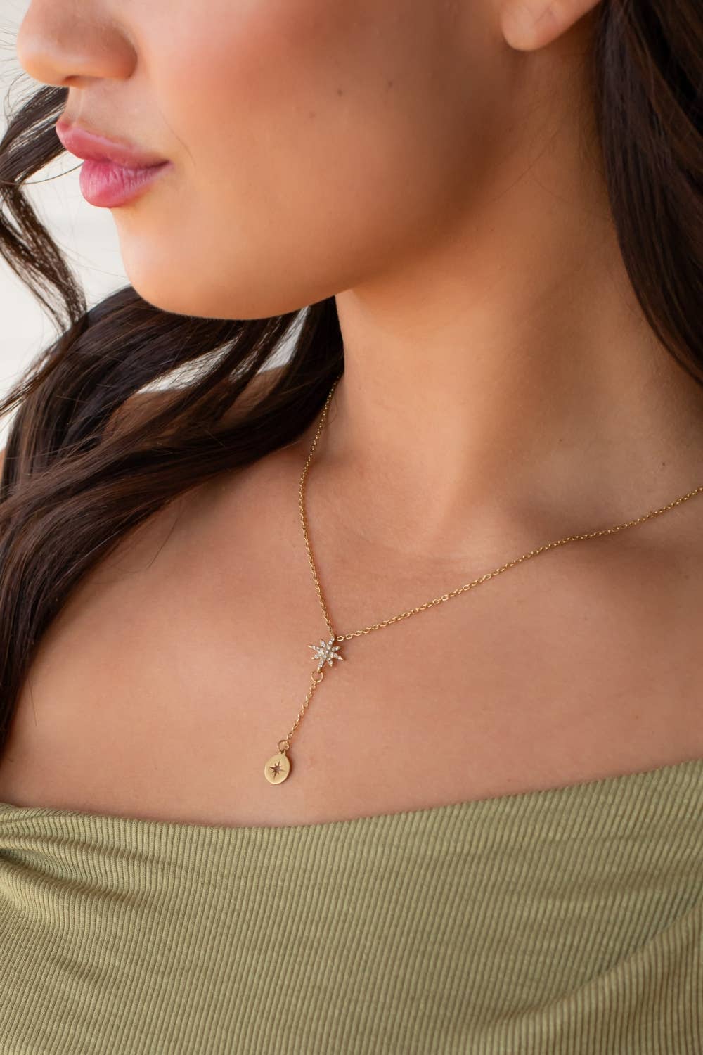 Luxe Gold Starburst Lariat Necklace