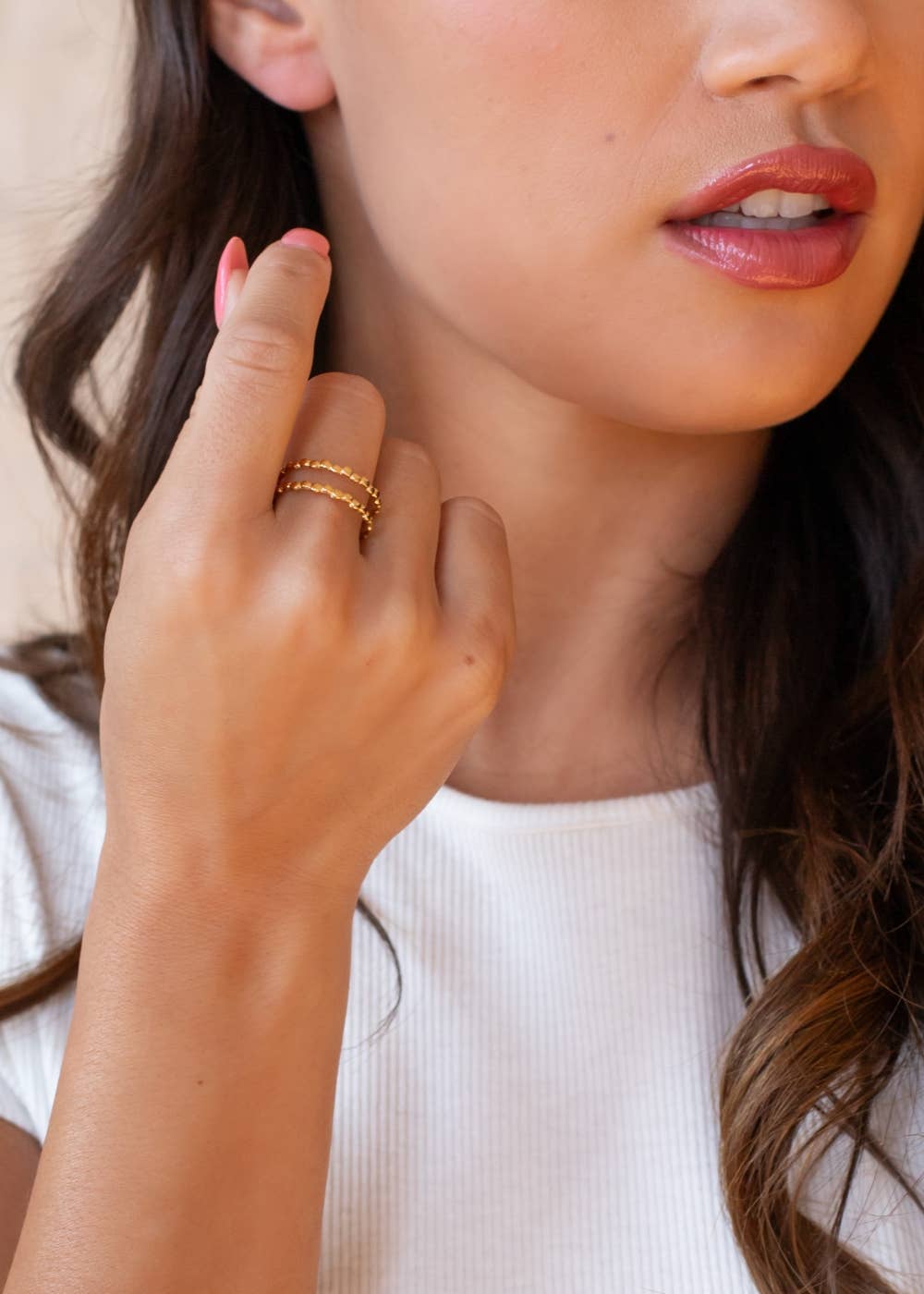 Panache Apparel Co. Luxe Gold Textured Double Strand Ring