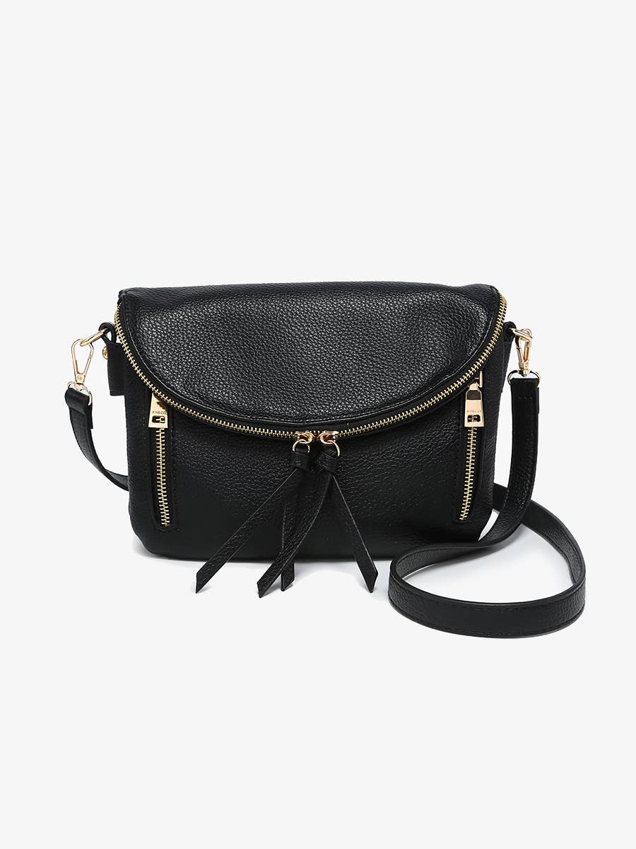 Jen & Co. M2768 Aubree Flapover Multi-compartment Crossbody Bag: Black