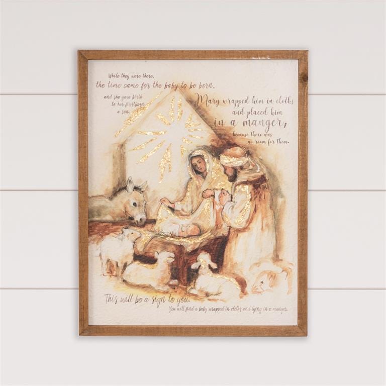 Audrey's Seasonal Decor Manger Scene Framed Print