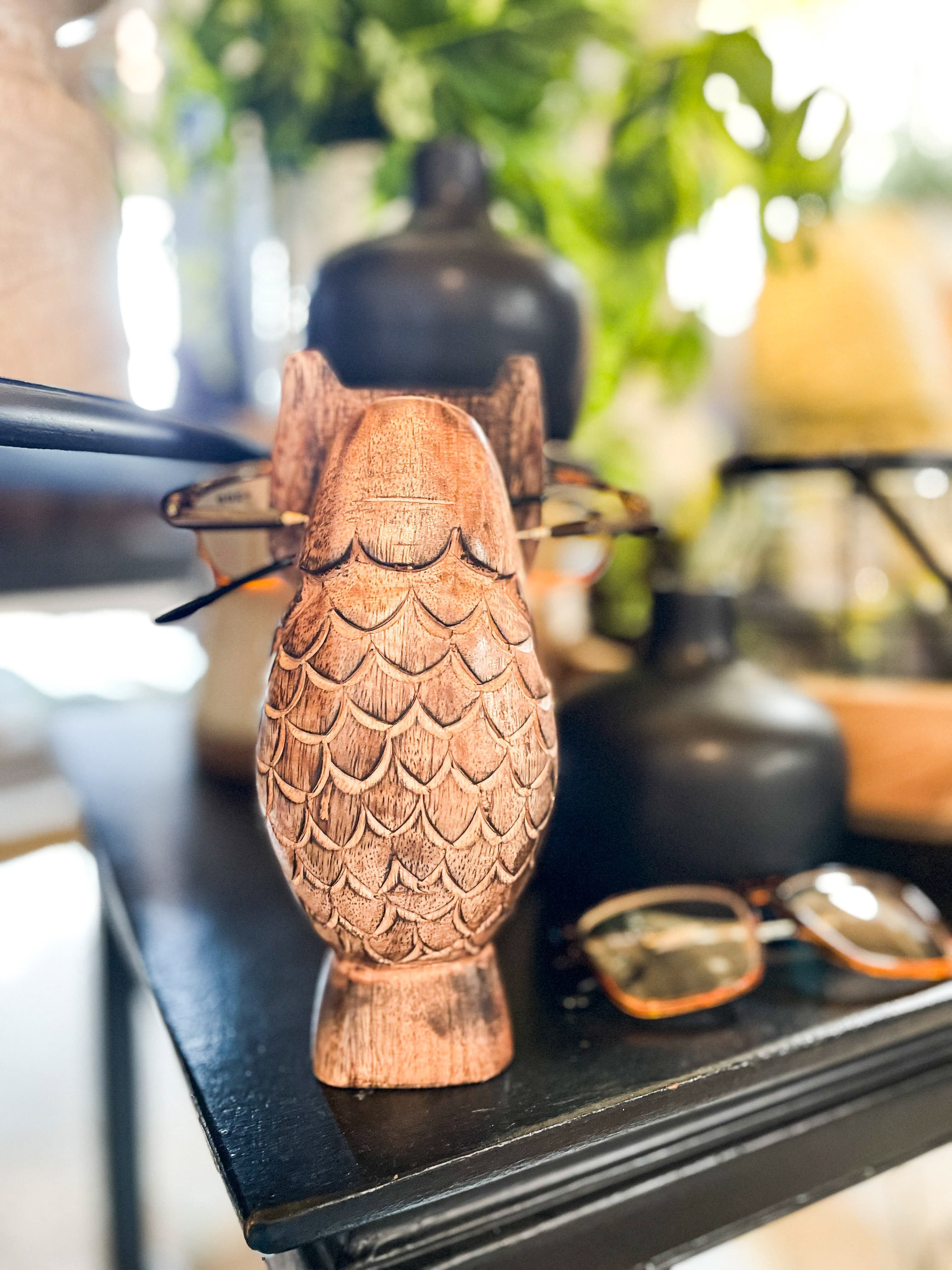Mango Wood Owl Eye Glasses Holder