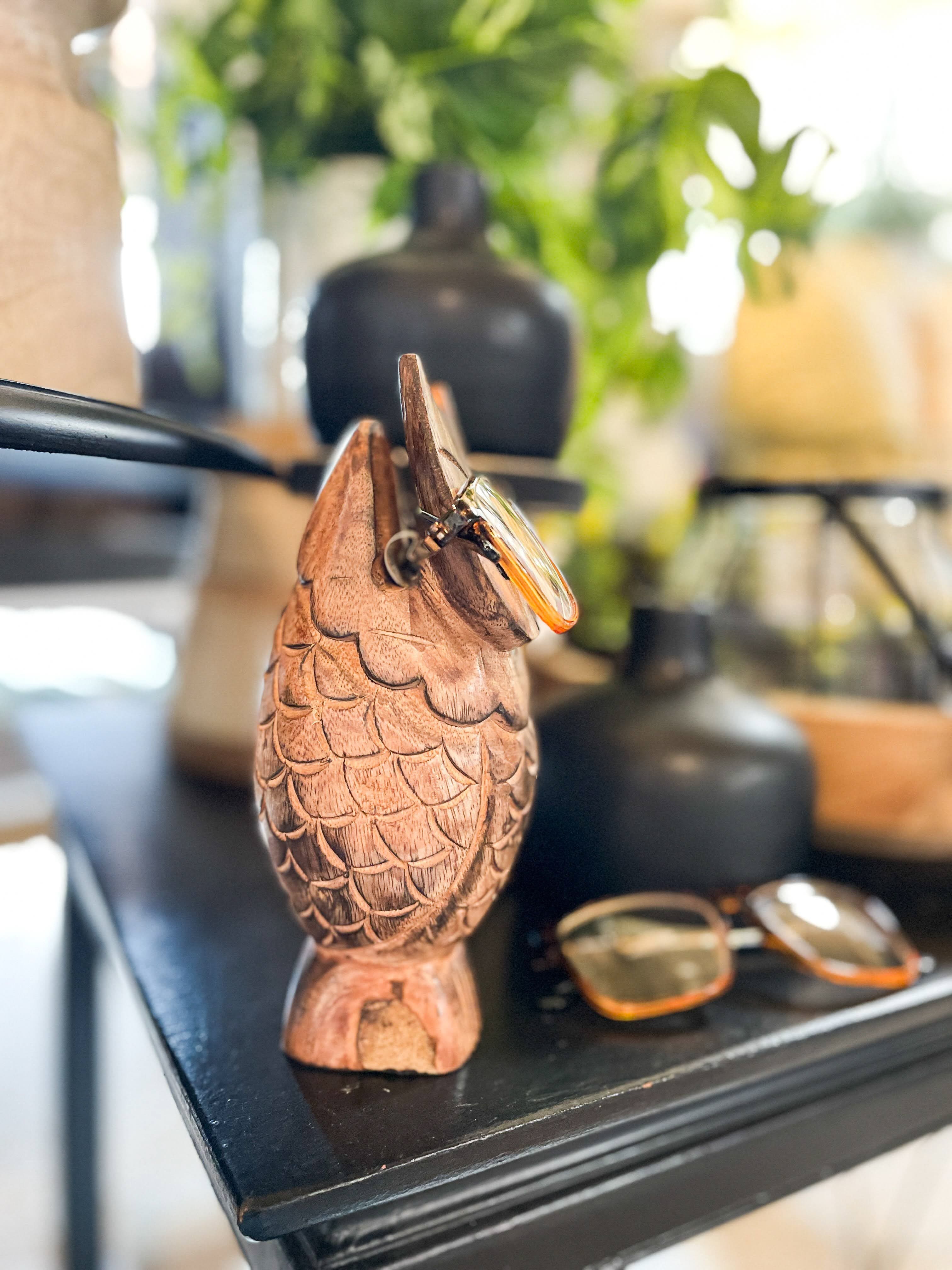 Mango Wood Owl Eye Glasses Holder