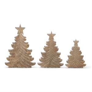 MJJ #8 Seasonal Decor Mango Wood Wispy Carved Christmas Tree