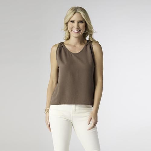 CoCo Carmen Maya Chocolate Mousse Tank with Crochet Back