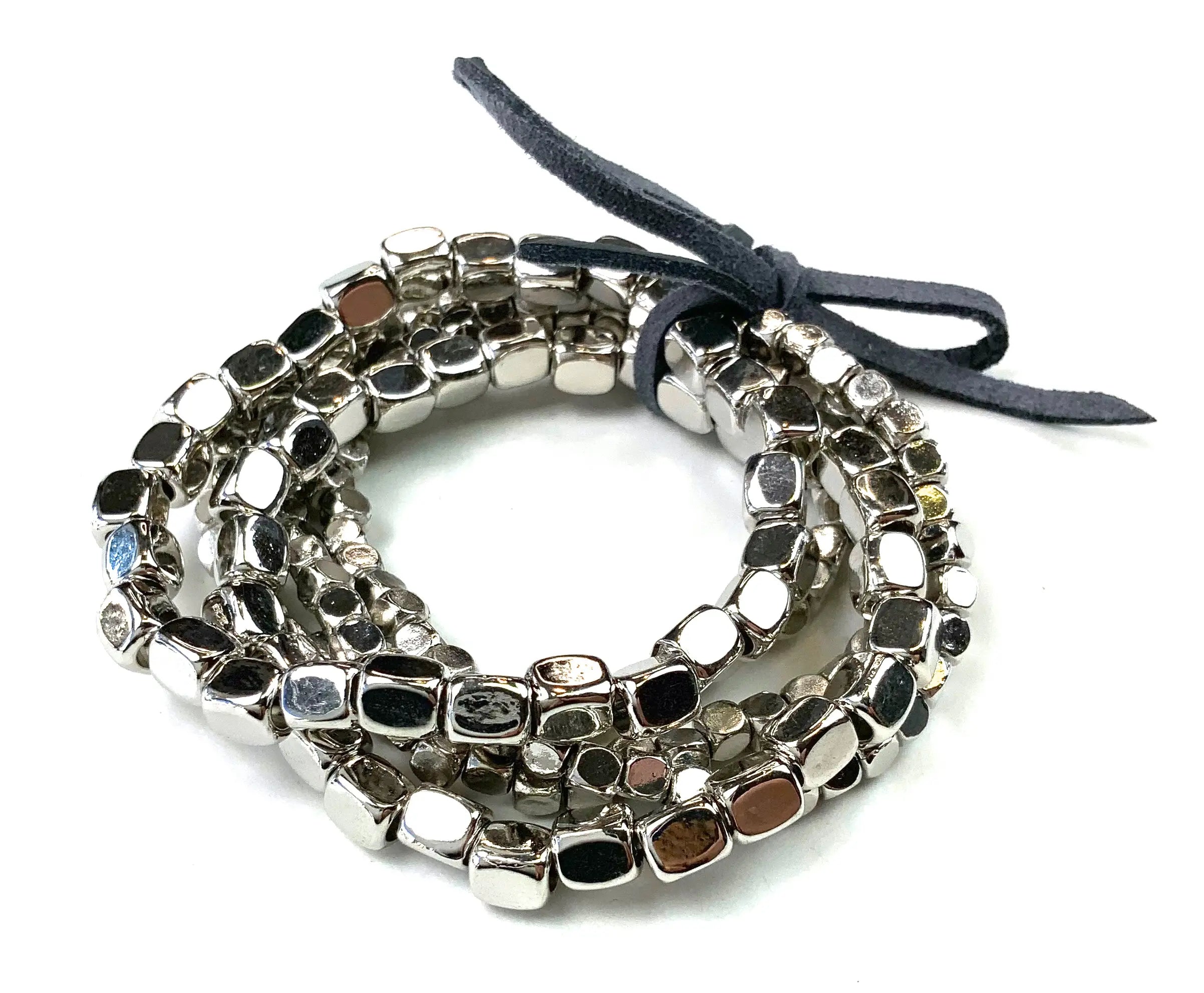 Silver Stacking Beaded Bracelets (SINGLE)