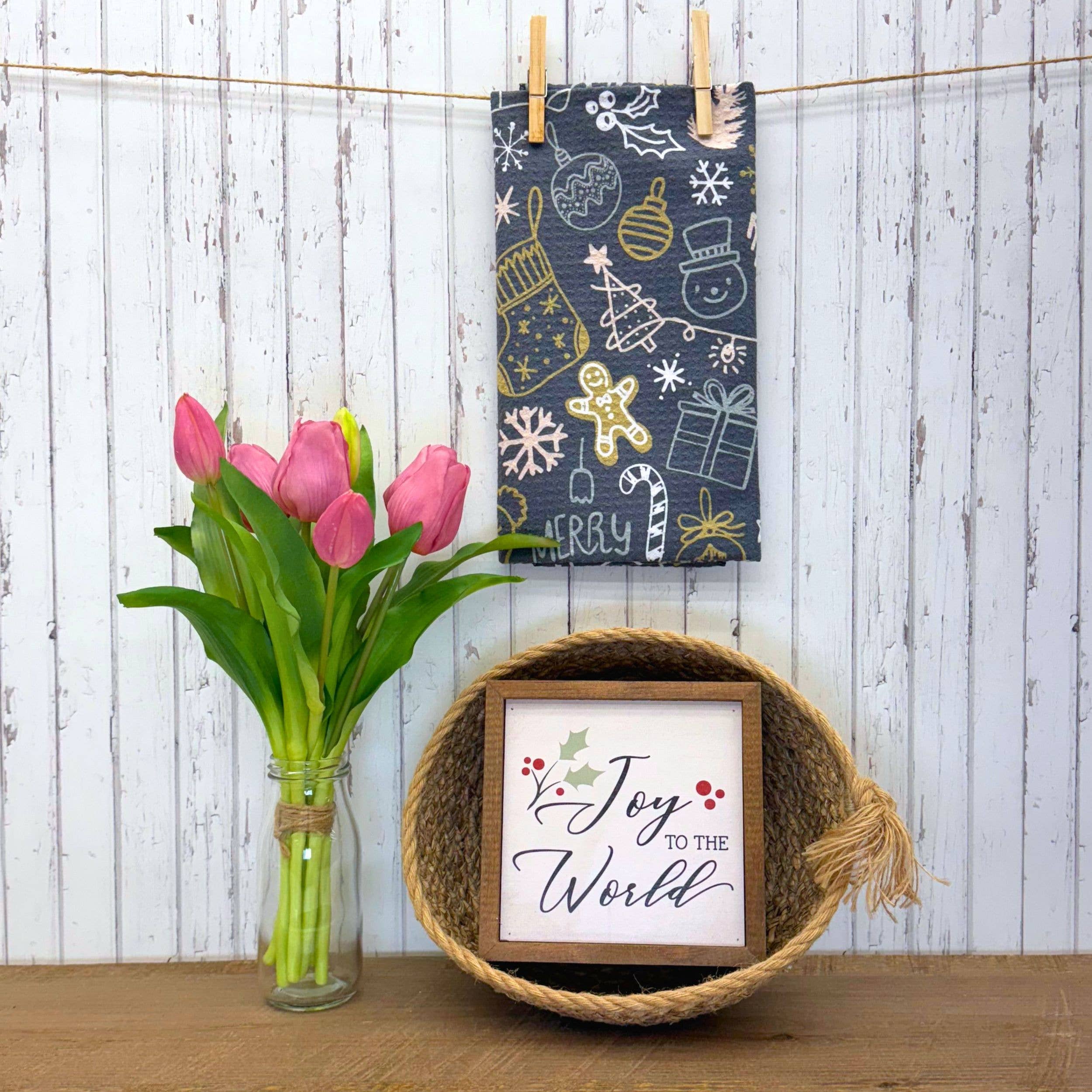 Driftless Studios Kitchen Towel Merry Christmas Collage Waffle Towels