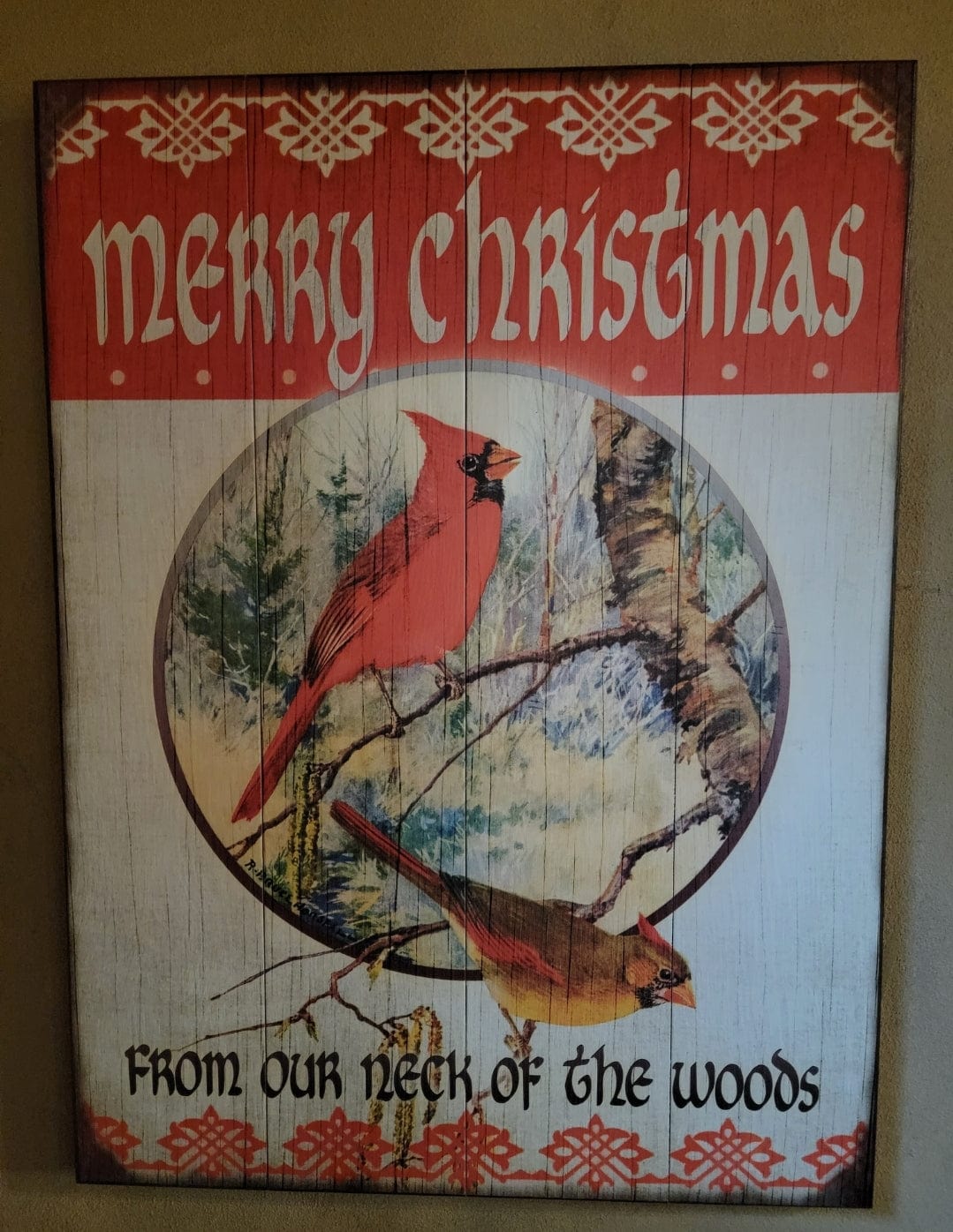 MJJ #8 (Melissa) Wood Sign Merry Christmas Wood Cardinal Sign
