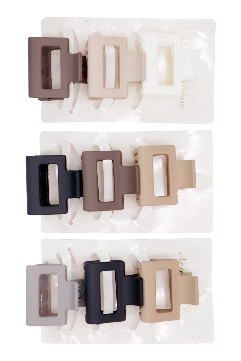 MJJ #8 (Melissa) Hair Claw Mini Cubic Matte Earth Tone Hair Claw - 3 Pack