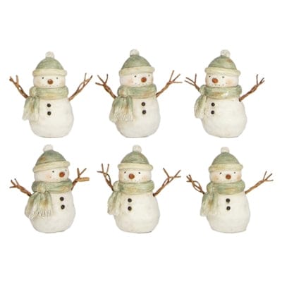 WT Collection Seasonal Decor Mini Green-Dressed Snowmen