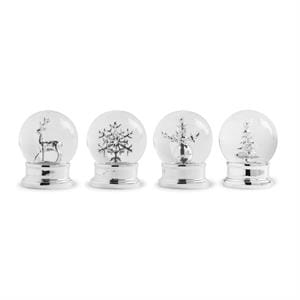 MJJ #8 Seasonal Decor Mini Silver Holiday Snow Globes