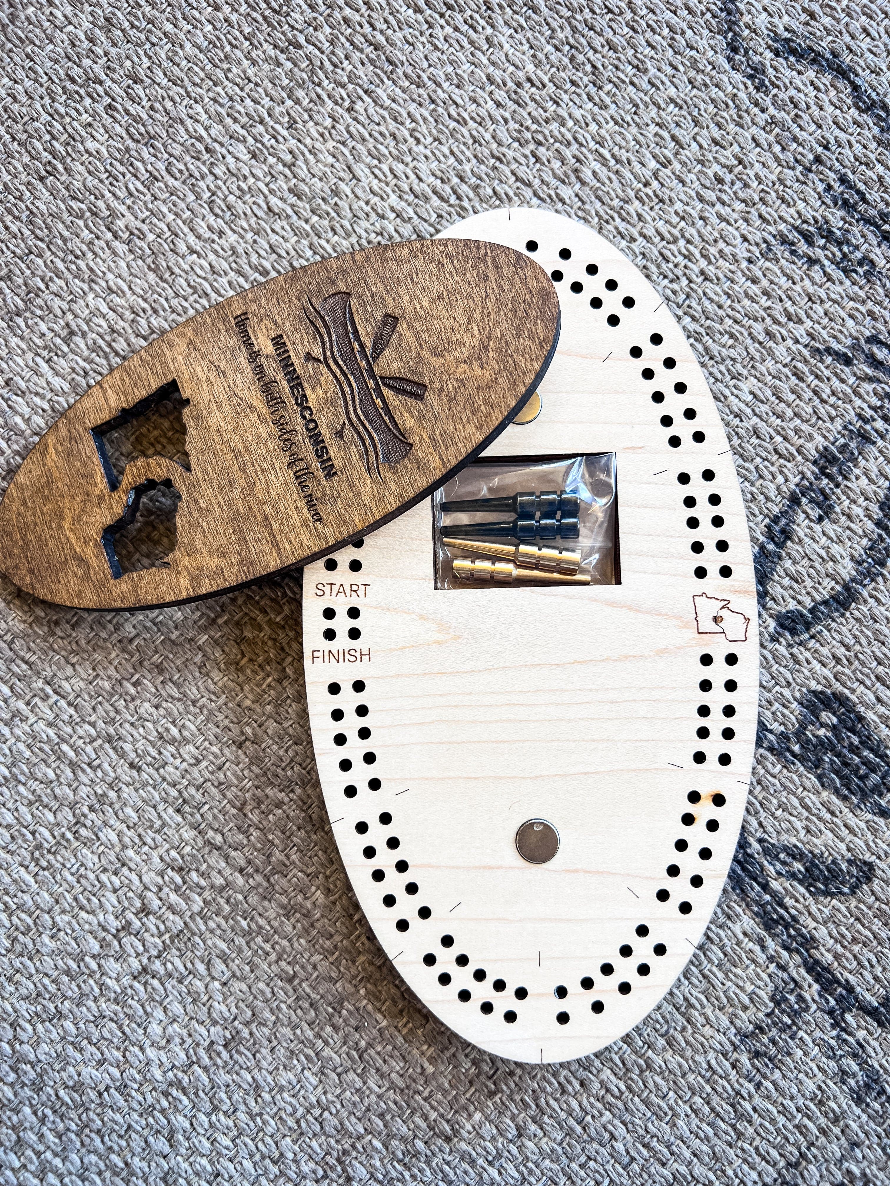 Minnesconsin Handmade Wood Cribbage Board