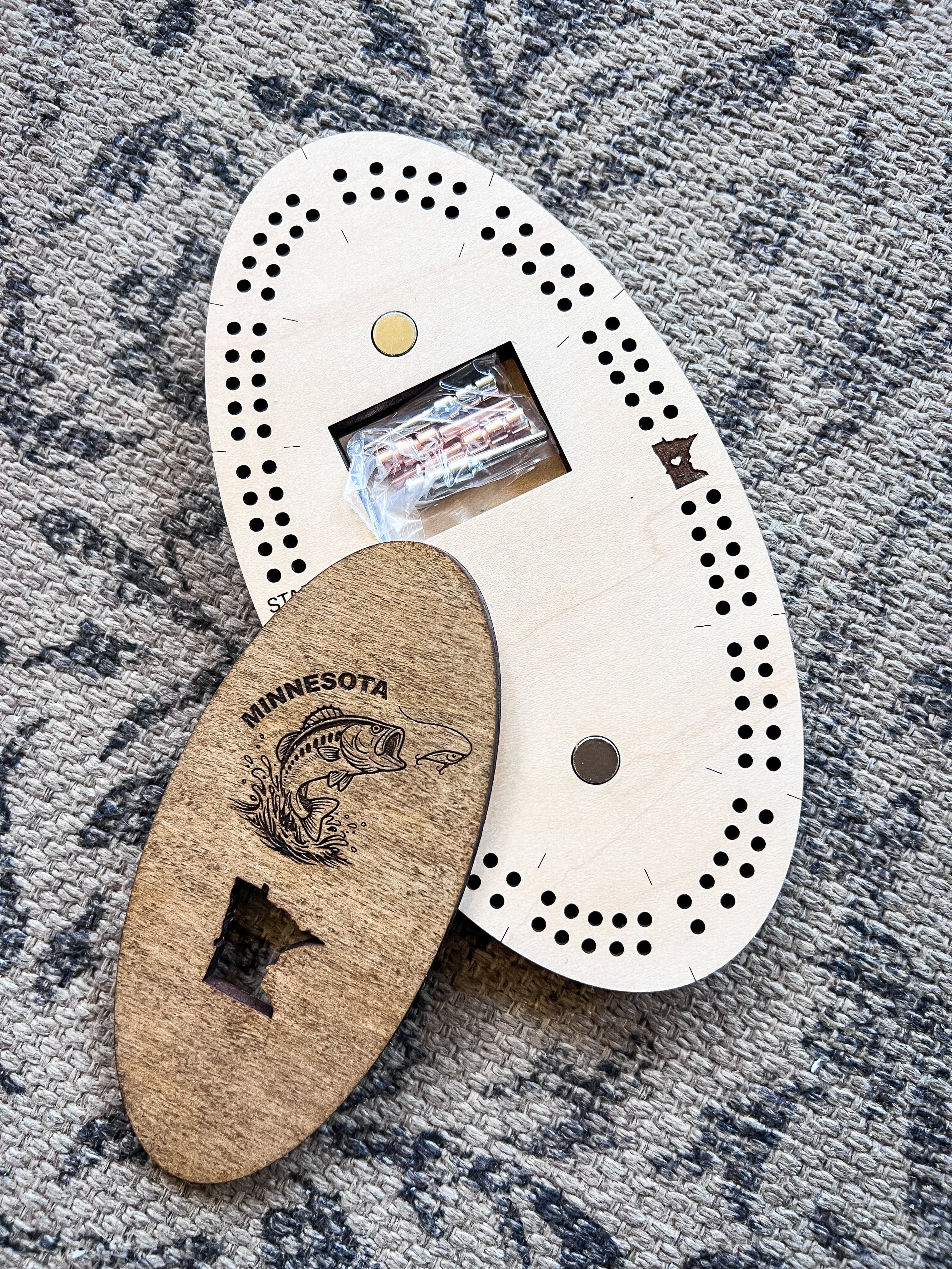 Minnesota Bass Handmade Wood Cribbage Board