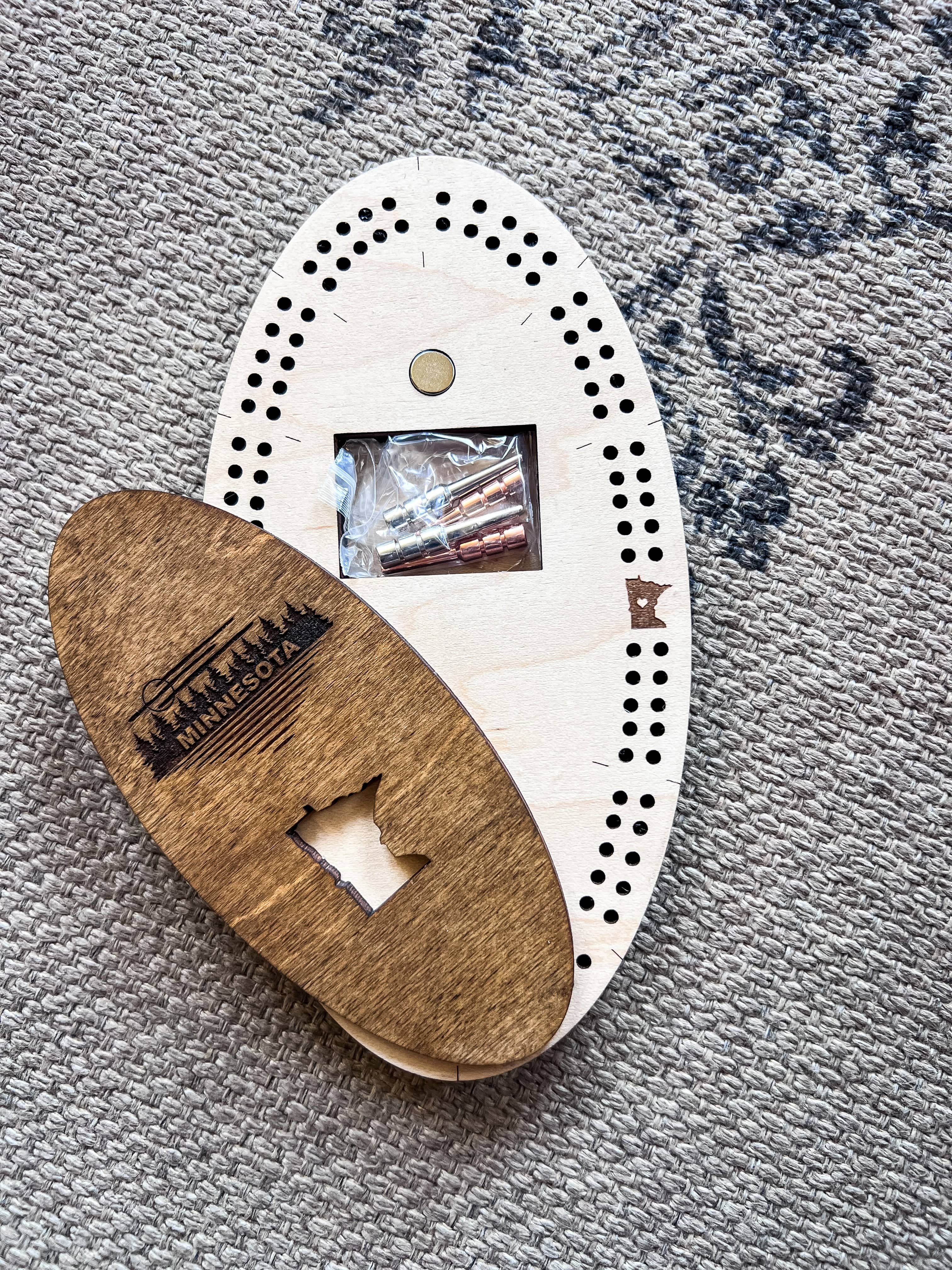 Minnesota Handmade Wood Cribbage Board