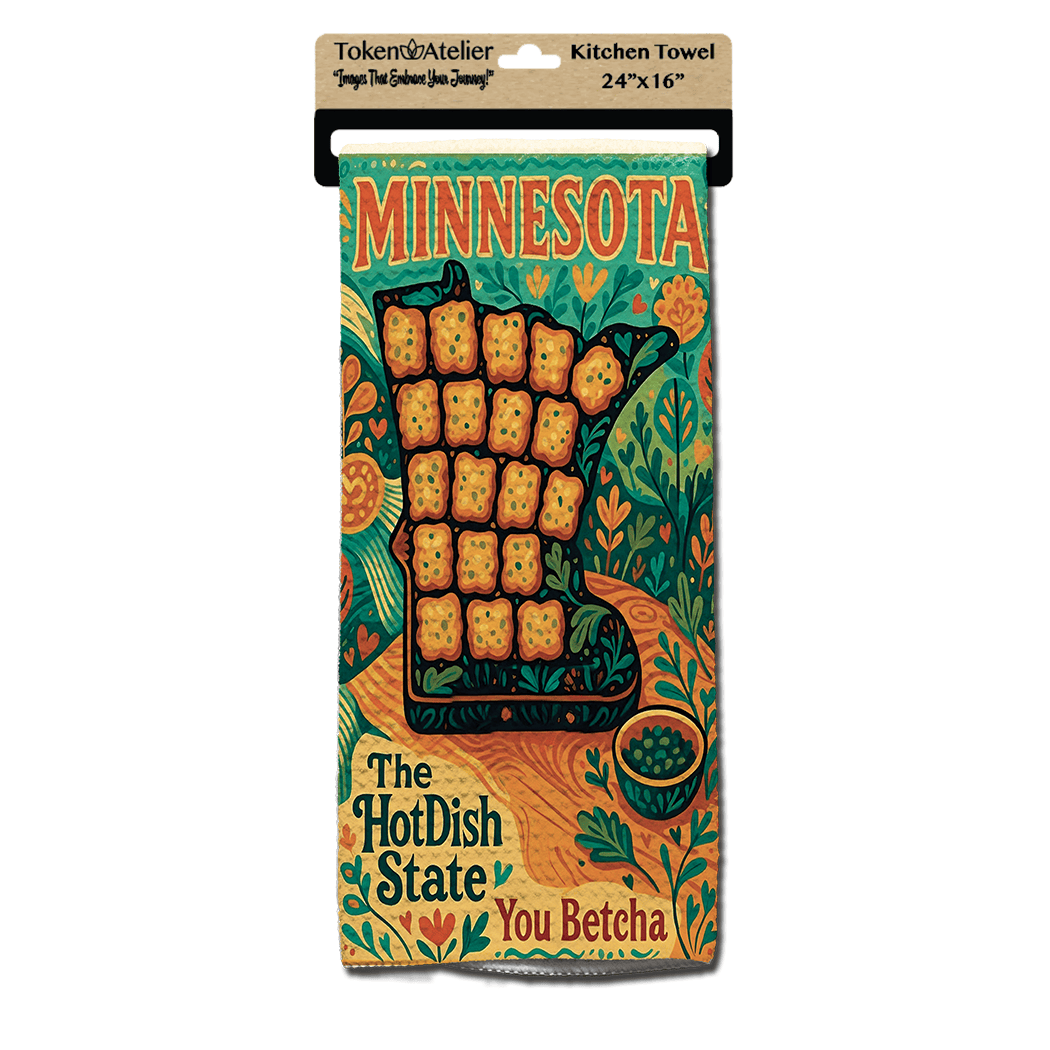 Minnesota Hot Dish State Waffle Kitchen Towel