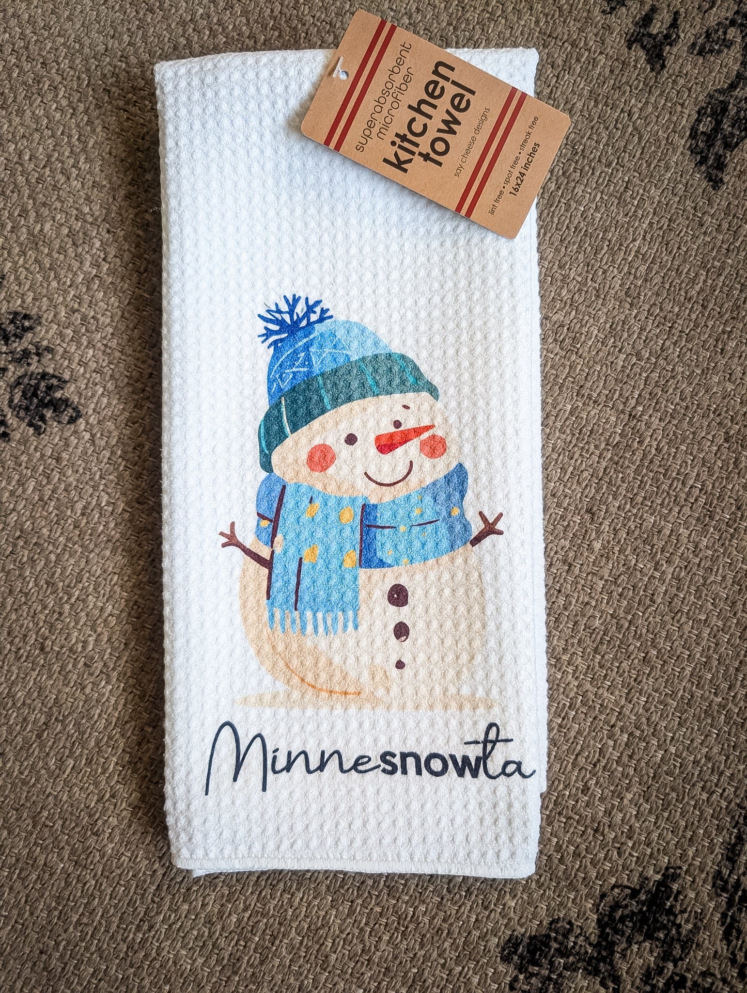 Say Cheese Designs Kitchen Dishtowel Minnesota Snowman Kitchen Towel