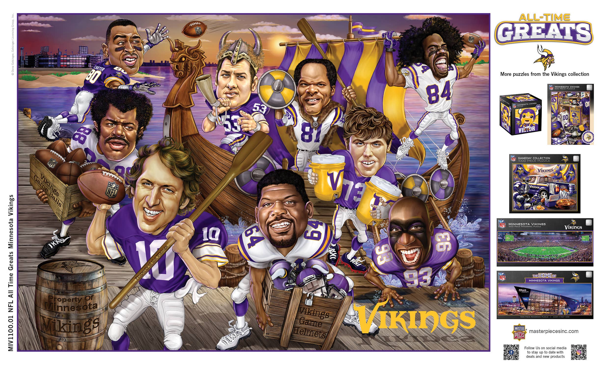 Masterpieces Puzzles Minnesota Vikings - All Time Greats 500 Piece Puzzle