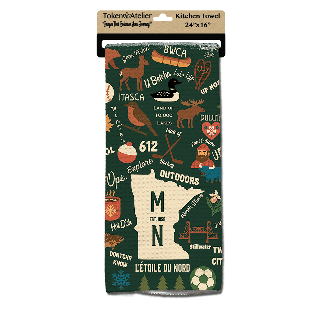 Token Atelier Dish Towel Minnesota Wallpaper Collage Waffle Kitchen Towel