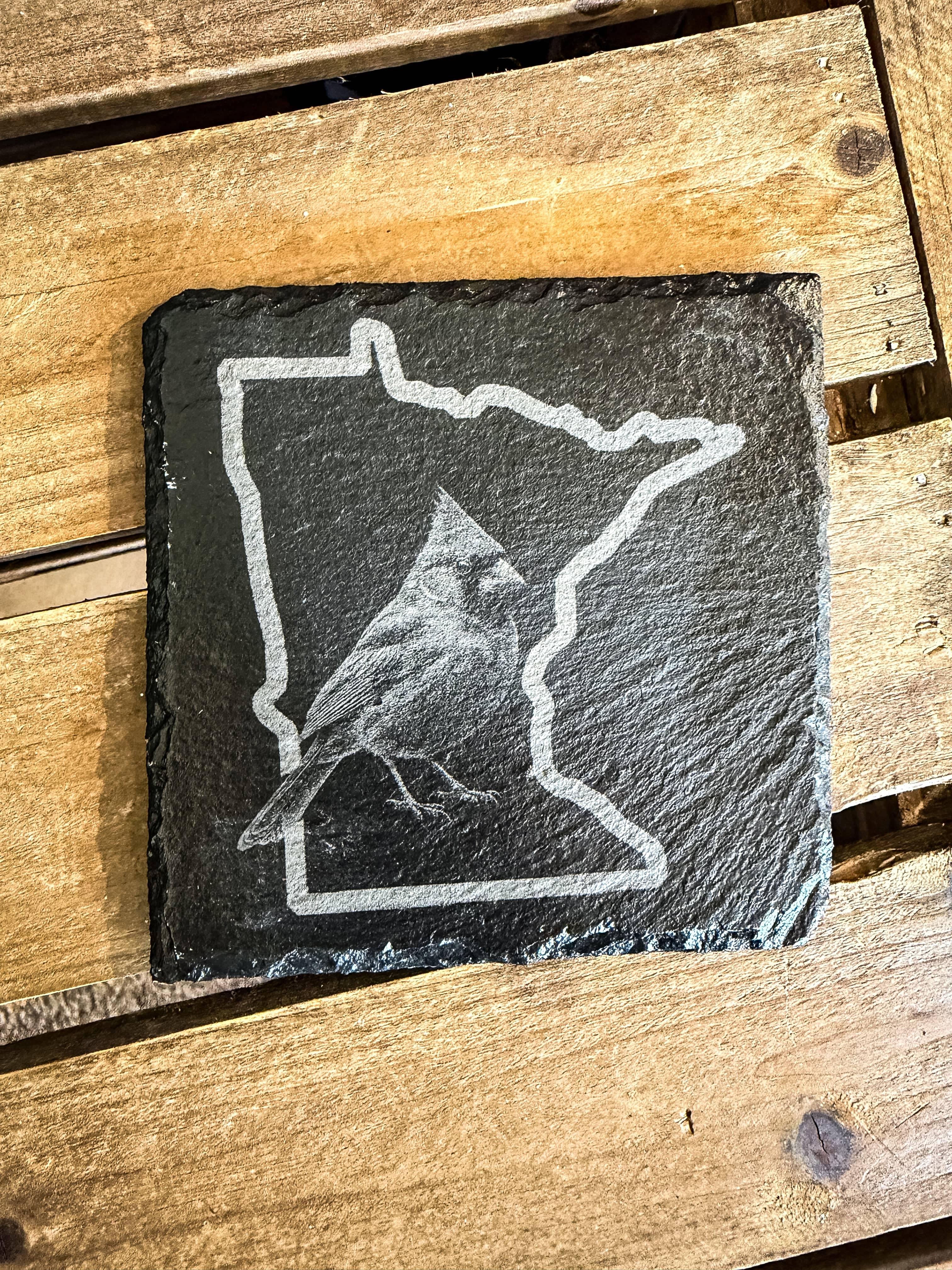 MT #311 (Mitch) Coaster Loon #1 (Marsh & Other Birds) Minnesota Wildlife Outline Engraved Coaster