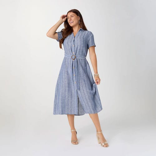 CoCo Carmen Miriam Short Sleeve Shirtdress with Belt