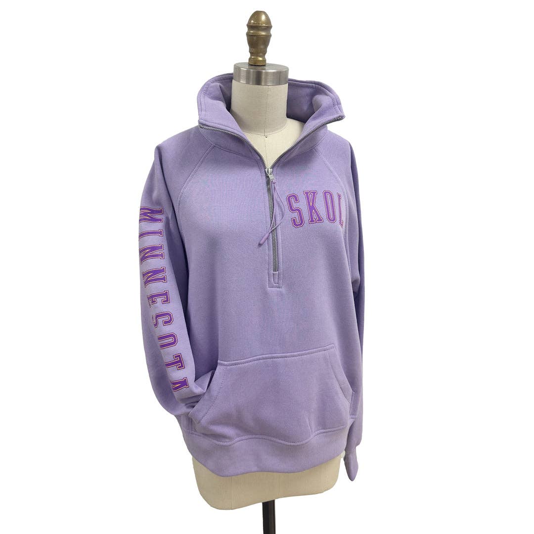 MN Varsity Boxy Half Zip - Women's: Orchid / Large