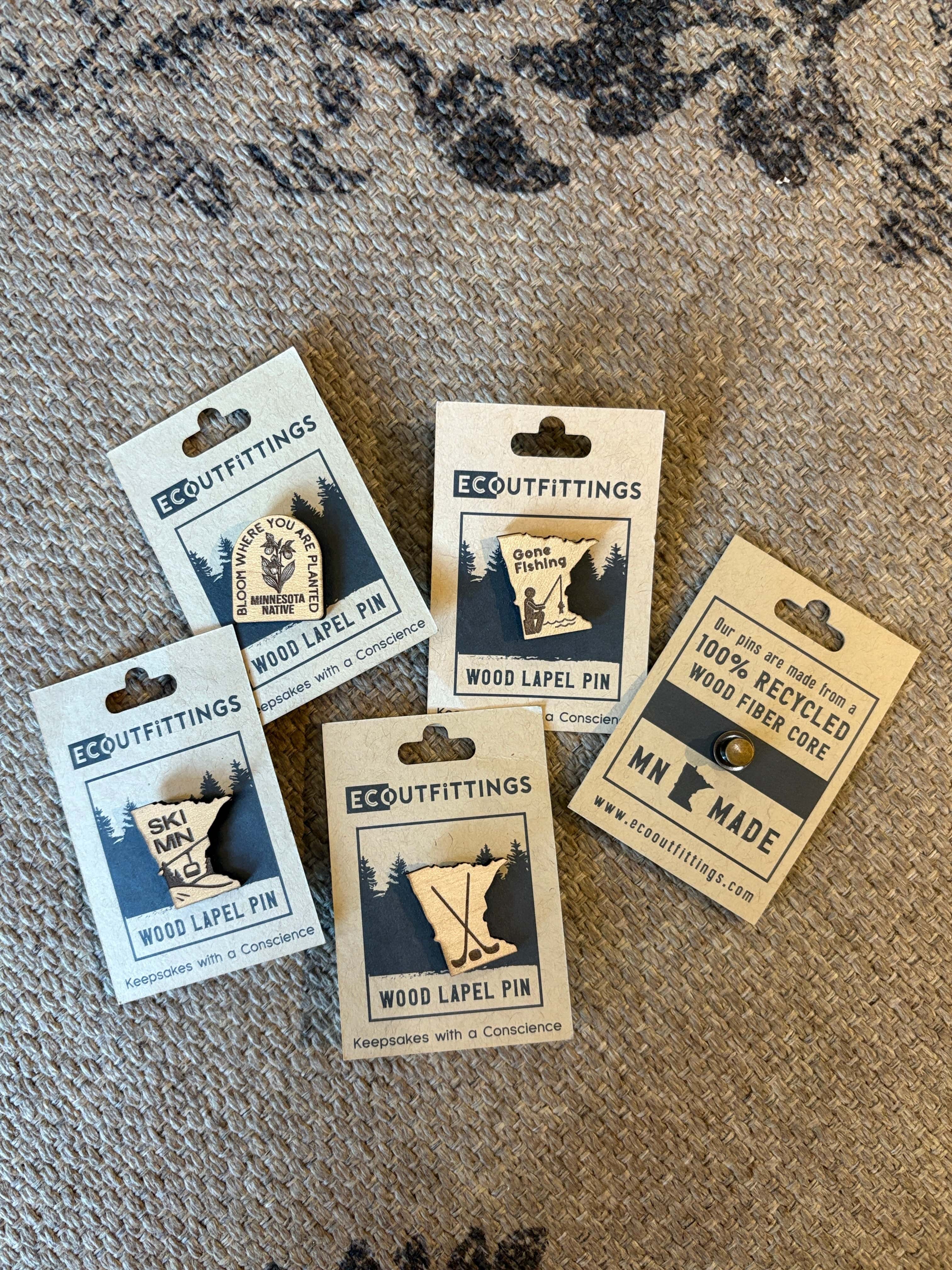 Eco Outfitters Lapel Pin MN Wood Lapel Pin