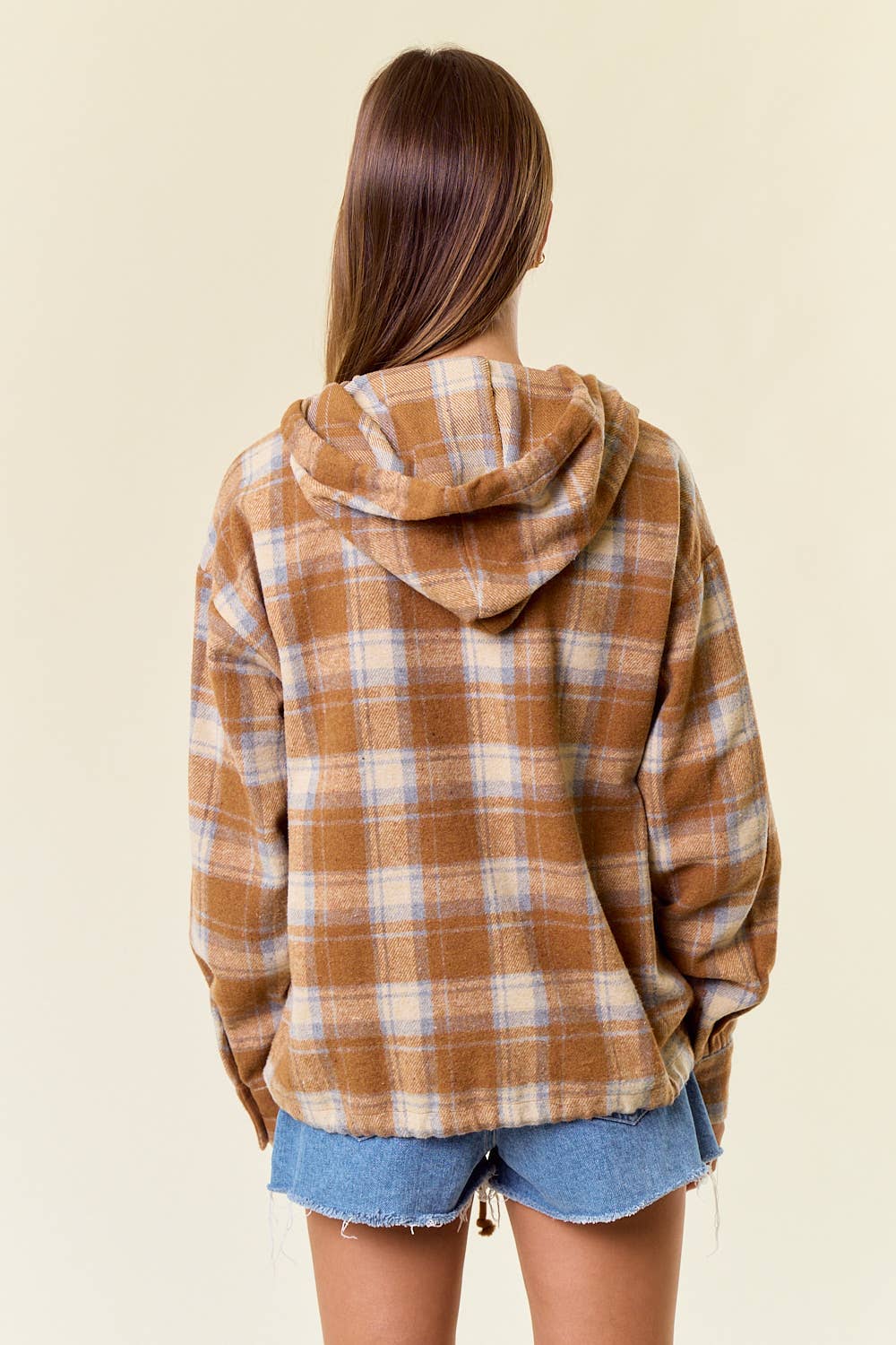 Mocha Flannel Plaid Pullover Hoodie