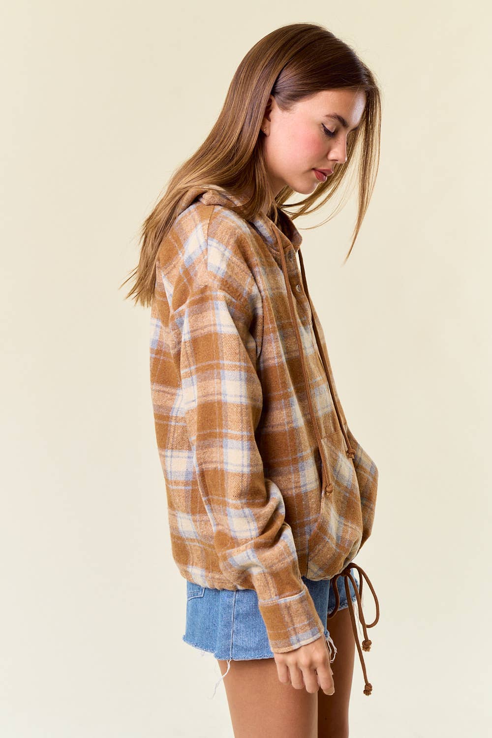 Mocha Flannel Plaid Pullover Hoodie