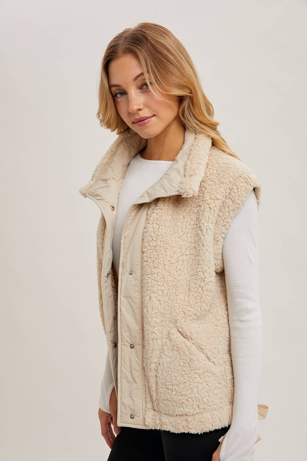 Mock Neck Sherpa Vest