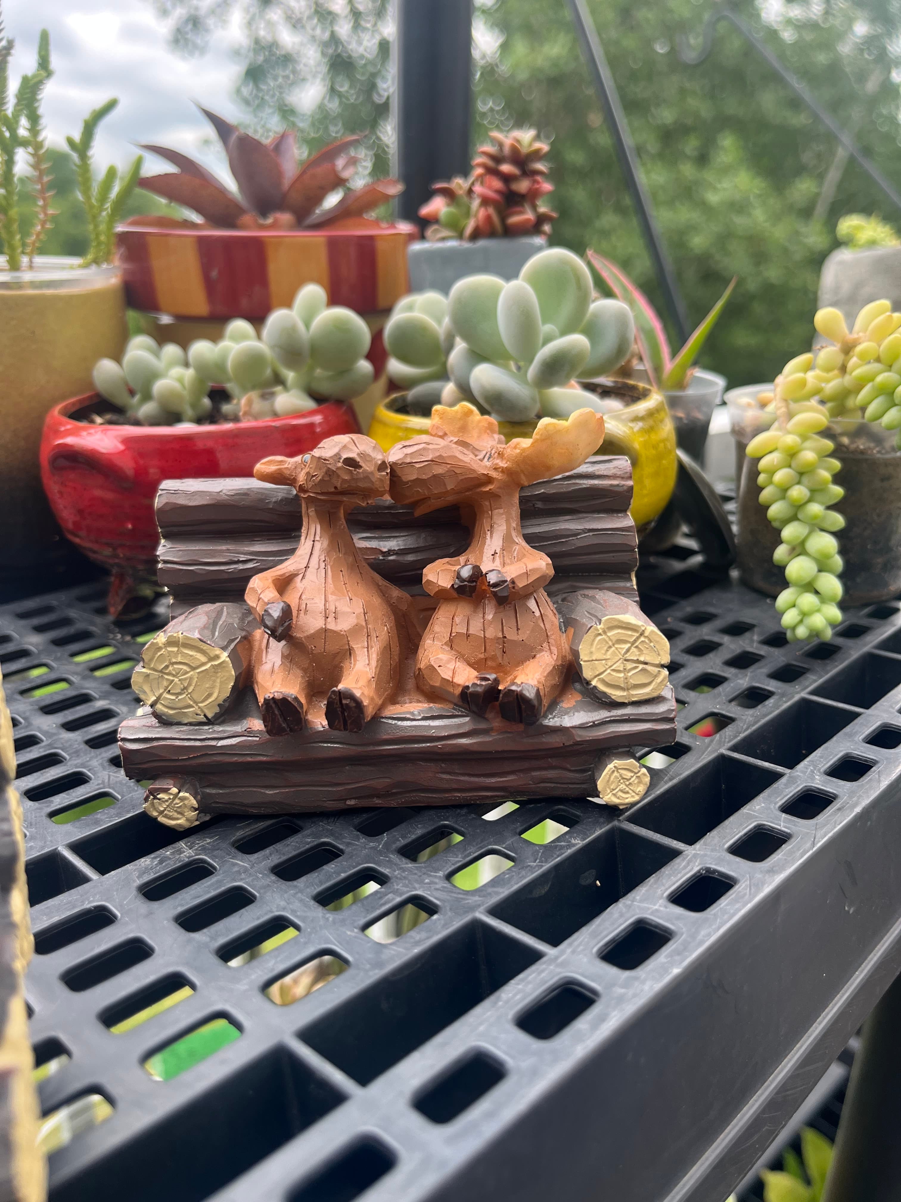 APM #4 (Andy) Moose,Couple,Bench,Resin,Decor Moose Couple on Bench