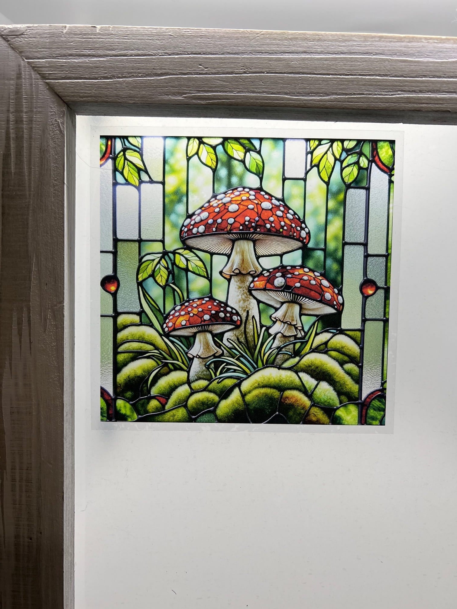 Mossy Toadstools Window Cling