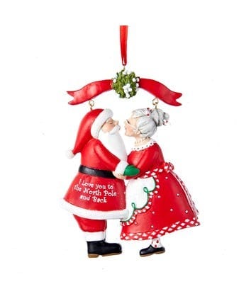 Kurt Adler Seasonal Decor Mr & Mrs Santa Under Mistletoe