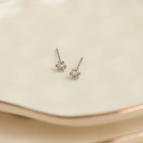 Narelle Waterproof 3mm Round Cubic Zirconia Stud Earrings Silver