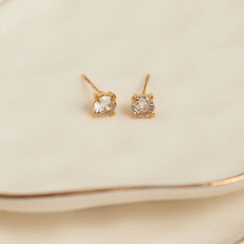 MJJ #8 (Melissa) Earrings Narelle Waterproof 5mm Round Cubic Zirconia Stud Earrings Gold