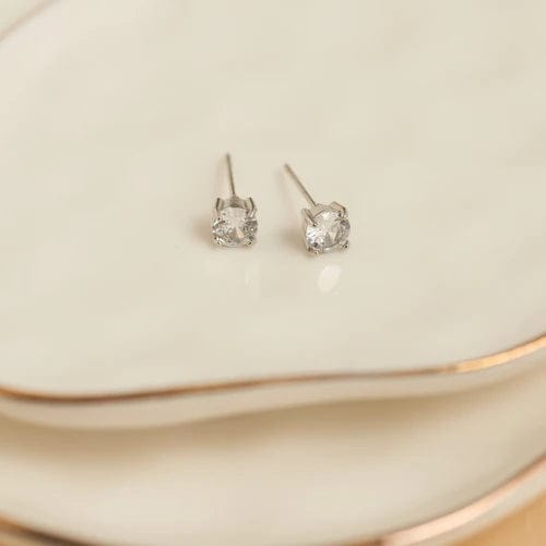 Narelle Waterproof 5mm Round Cubic Zirconia Stud Earrings Silver