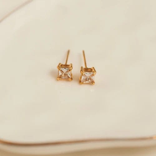 MJJ #8 (Melissa) Earrings Narelle Waterproof 5mm Square Cubic Zirconia Stud Earrings Gold