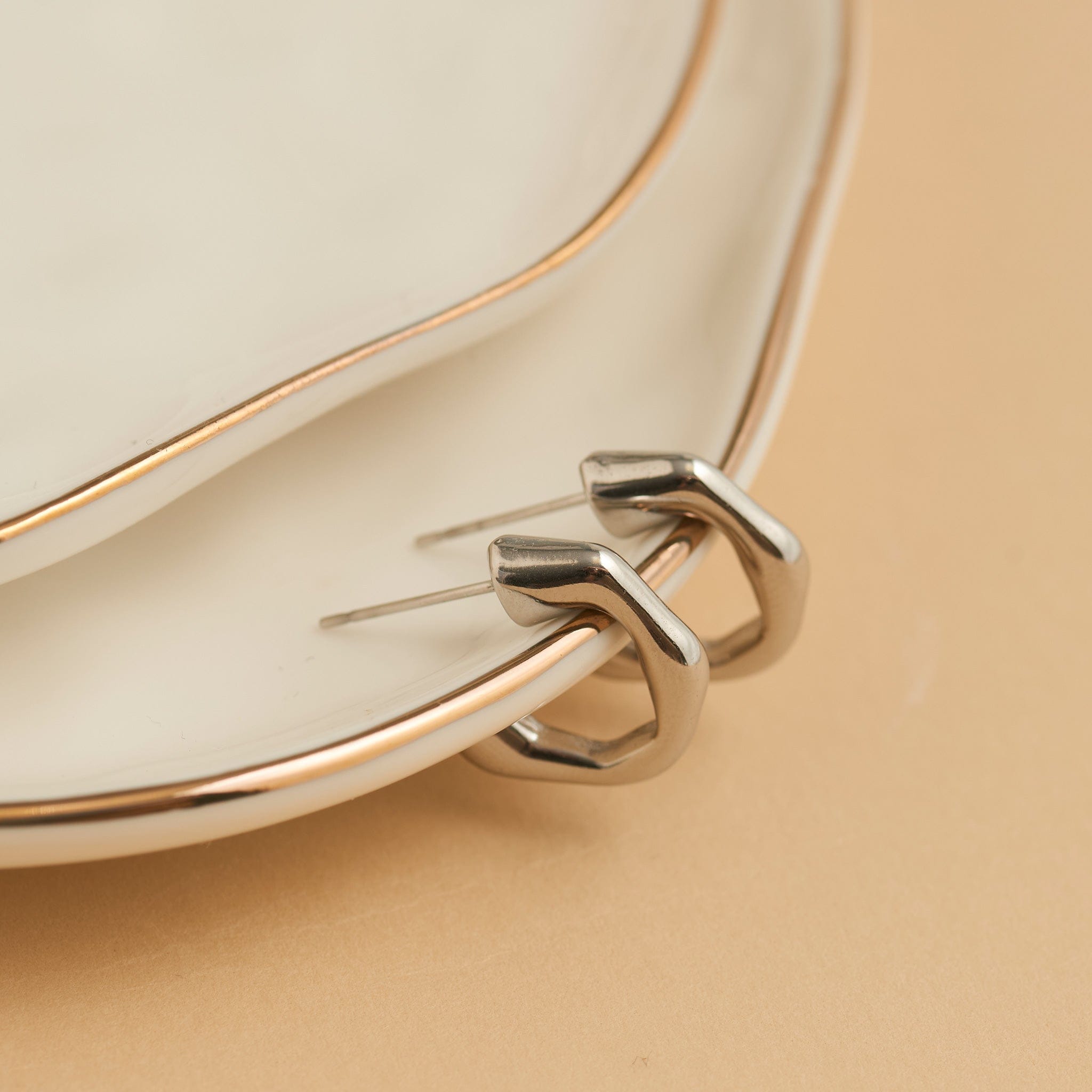 Narelle Waterproof Bamboo C-Hoop Earrings Silver