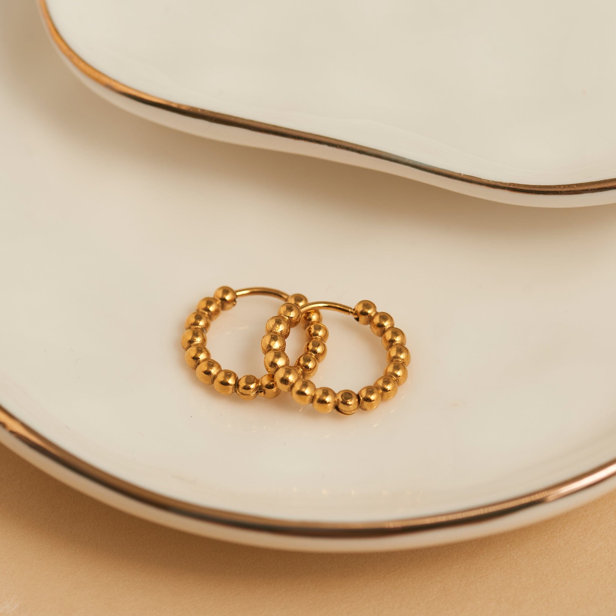 MJJ #8 (Melissa) Earrings Narelle Waterproof Beaded Hoop Earrings Gold