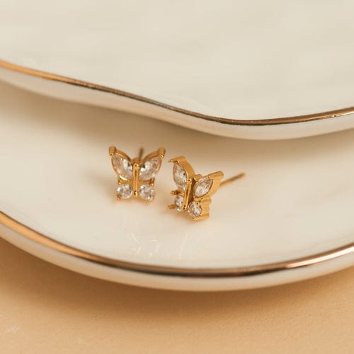Narelle Waterproof Crystal Butterfly Stud Earrings Gold