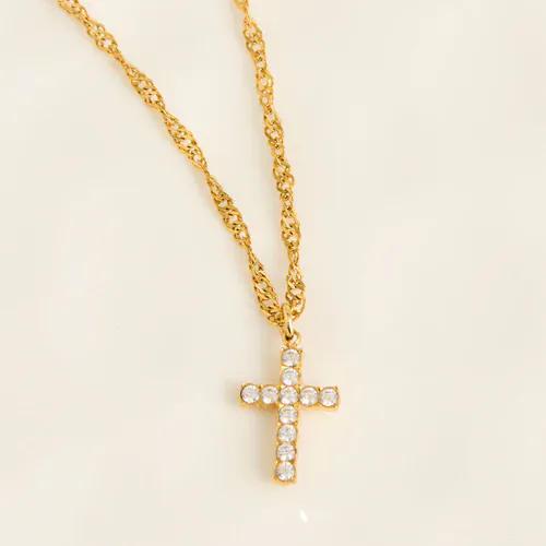 MJJ #8 (Melissa) Necklace Narelle Waterproof Dainty Pave Cross Charm Necklace
