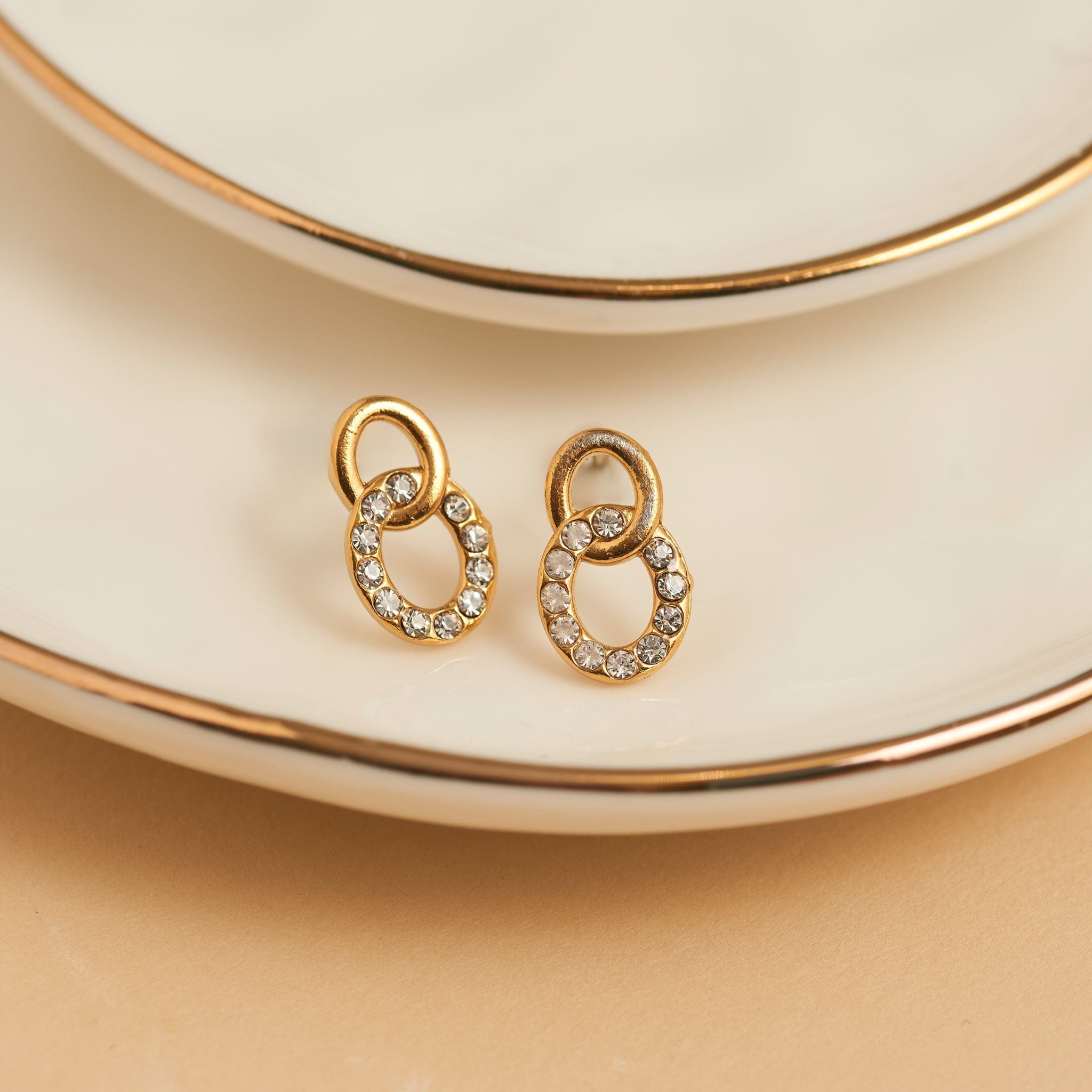 MJJ #8 (Melissa) Earrings Narelle Waterproof Double Circle Link Stud Earrings
